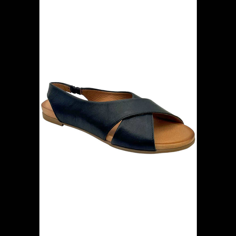 Miz Mooz Leather Crossover Slingback Sandals Thayne Black - Medium